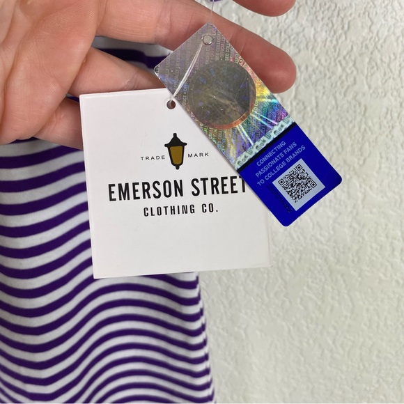 Emerson Street Clothing Company Purple Striped LSU Embroidered Top - Picture 5 of 7